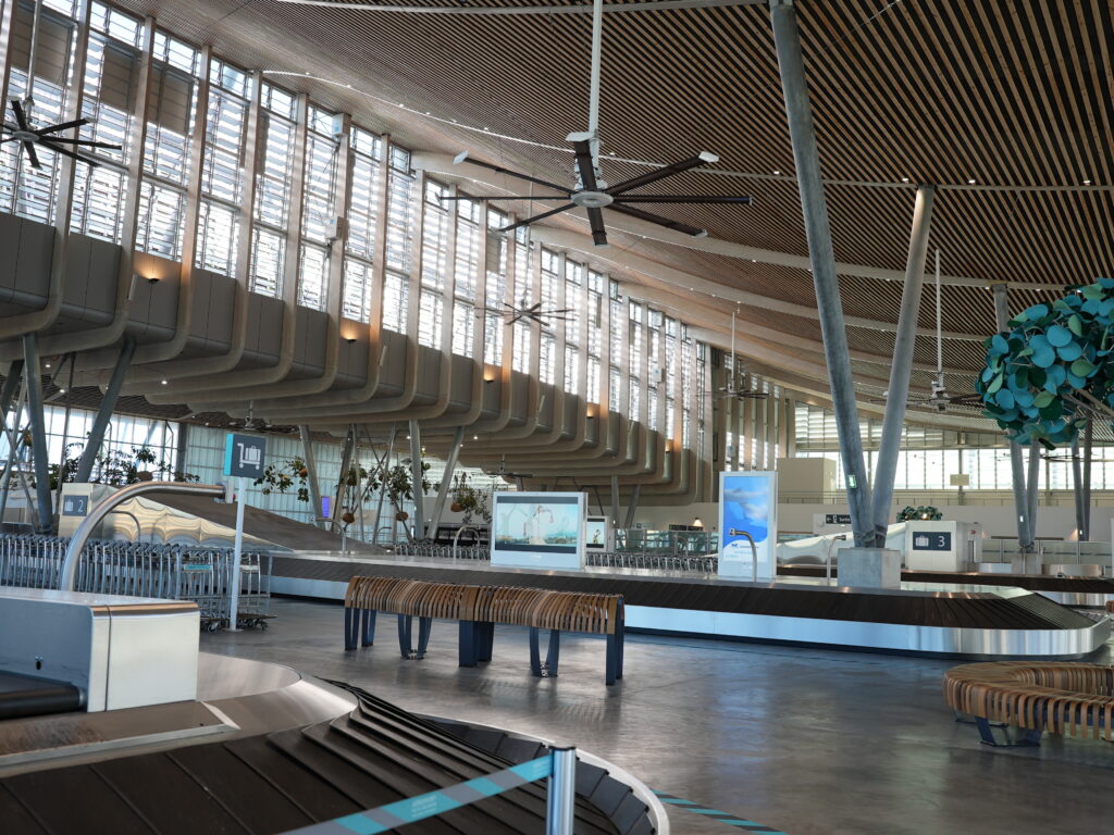 Brasseur d air livraison bagages Aeroport NAO Reunion - Turbobrise Big Ass Fans