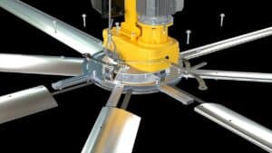 systeme exclusif de retenu de pales - securite des brasseurs d air - turbobrise big ass fans