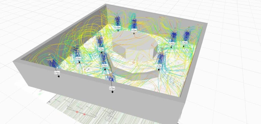 Etude aéraulique 3 réalisée pour la médiathèque d’Aubervilliers par le bureau d’études intégré Turbobrise